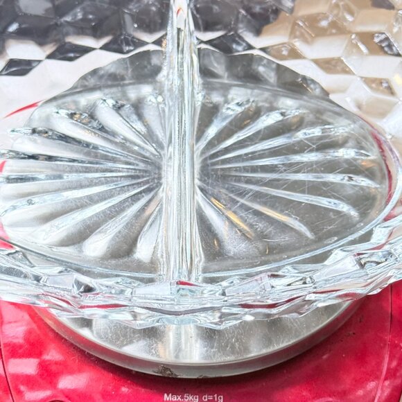 Vintage Fostoria Glass American Clear 2056 Divided Oval Serving Bowl Cubist - Picture 5 of 9
